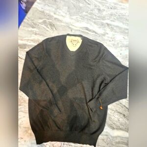 Cabela’s XL Merino Wool Blend V-Neck Sweater Dark Gray Pullover Outfitter Series